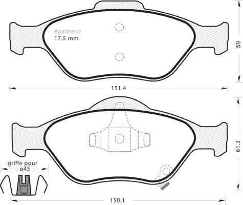 Daihatsu 44650D050000 - Тормозные колодки, дисковые, комплект parts5.com