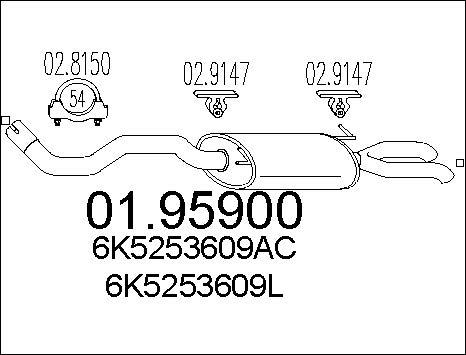 MTS 01.95900 - Глушитель выхлопных газов, конечный parts5.com