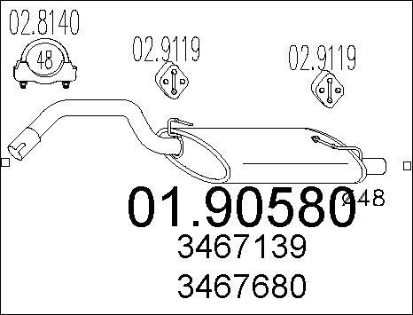 MTS 01.90580 - Глушитель выхлопных газов, конечный parts5.com