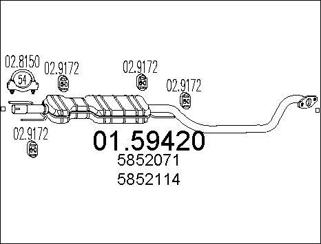 MTS 01.59420 - Средний глушитель выхлопных газов parts5.com