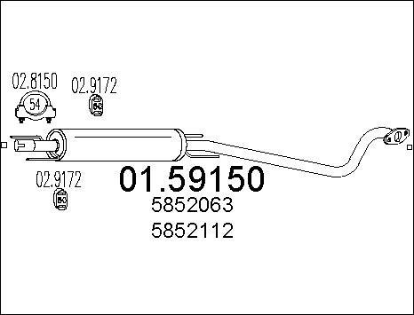 MTS 01.59150 - Средний глушитель выхлопных газов parts5.com