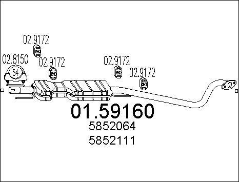 MTS 01.59160 - Средний глушитель выхлопных газов parts5.com