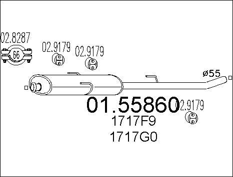 MTS 01.55860 - Средний глушитель выхлопных газов parts5.com