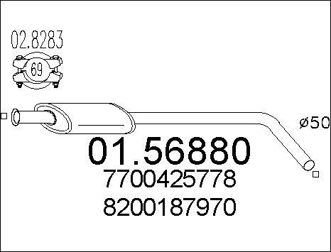 MTS 01.56880 - Средний глушитель выхлопных газов parts5.com