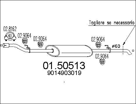 MTS 01.50513 - Средний глушитель выхлопных газов parts5.com