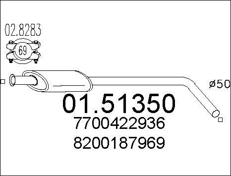 MTS 01.51350 - Средний глушитель выхлопных газов parts5.com