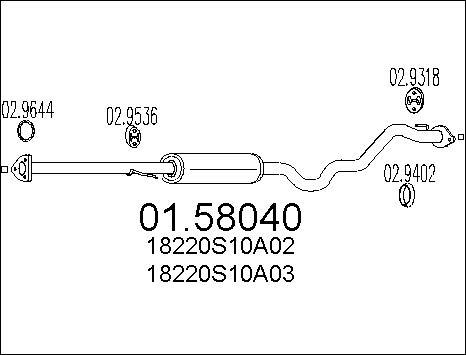 MTS 01.58040 - Средний глушитель выхлопных газов parts5.com