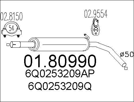 MTS 01.80990 - Средний глушитель выхлопных газов parts5.com