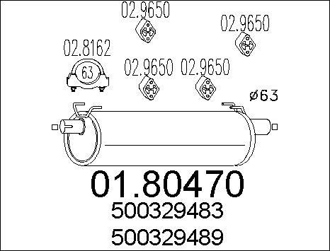 MTS 01.80470 - Средний глушитель выхлопных газов parts5.com