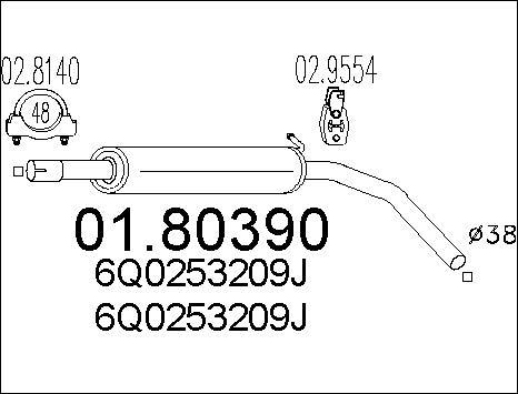 MTS 01.80390 - Средний глушитель выхлопных газов parts5.com