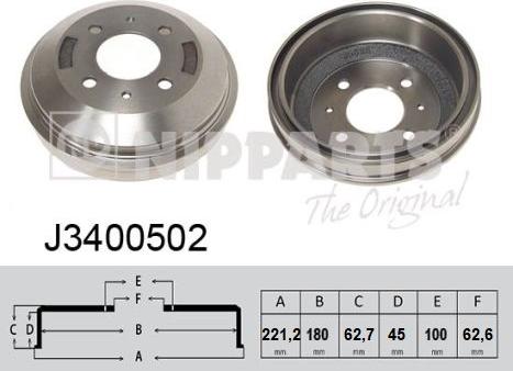 Nipparts J3400502 - Тормозной барабан parts5.com