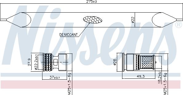 Nissens 95784 - Filtro deshidratante, aire acondicionado parts5.com