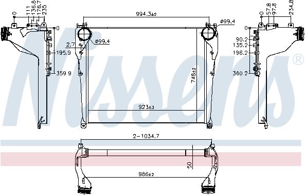 Nissens 961568 - Интеркулер, теплообменник турбины parts5.com