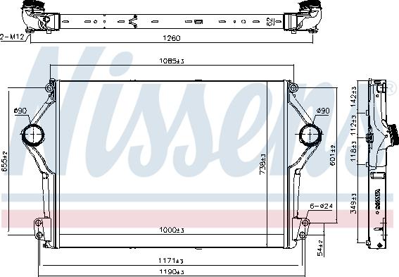 Nissens 961262 - Интеркулер, теплообменник турбины parts5.com