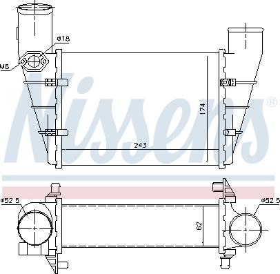 Nissens 96896 - Интеркулер, теплообменник турбины parts5.com