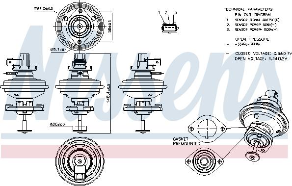 Nissens 98208 - Клапан возврата ОГ parts5.com