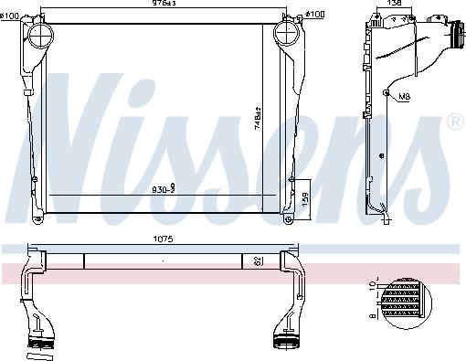 Nissens 97081 - Интеркулер, теплообменник турбины parts5.com