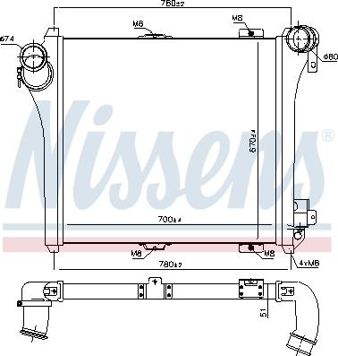 Nissens 97075 - Интеркулер, теплообменник турбины parts5.com