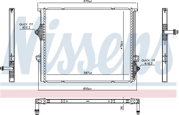 Nissens 606397 - Низкотемпературный охладитель, интеркулер parts5.com