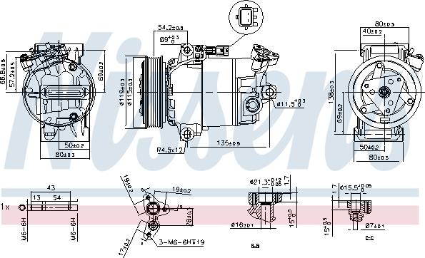 Nissens 89608 - Компрессор кондиционера parts5.com