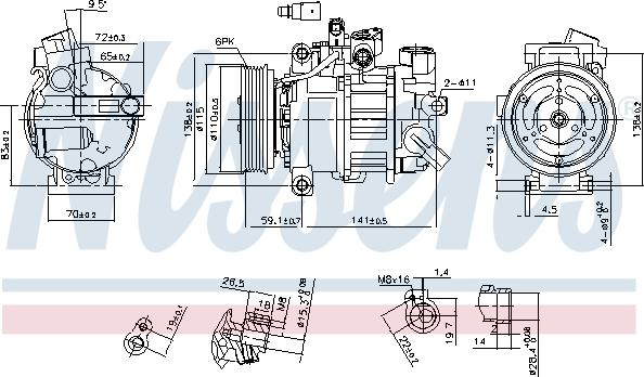 Nissens 890551 - Компрессор кондиционера parts5.com