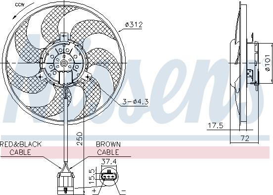 Nissens 850072 - Вентилятор, охлаждение двигателя parts5.com