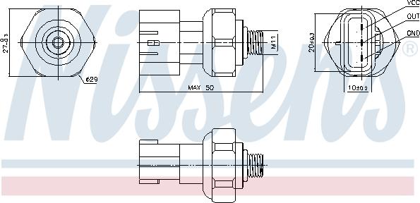 Nissens 301090 - Пневматический выключатель, кондиционер parts5.com