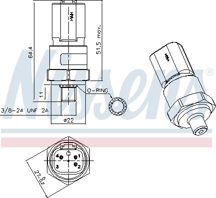 Nissens 301029 - Пневматический выключатель, кондиционер parts5.com