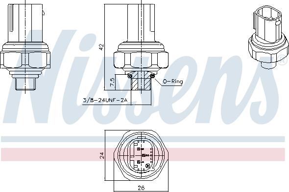 Nissens 301070 - Пневматический выключатель, кондиционер parts5.com