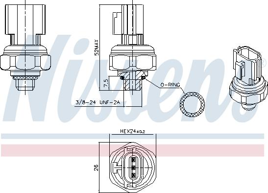 Nissens 301077 - Пневматический выключатель, кондиционер parts5.com