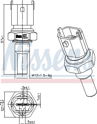 Nissens 207052 - Датчик, температура охлаждающей жидкости parts5.com