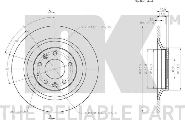 NK 203265 - Тормозной диск parts5.com