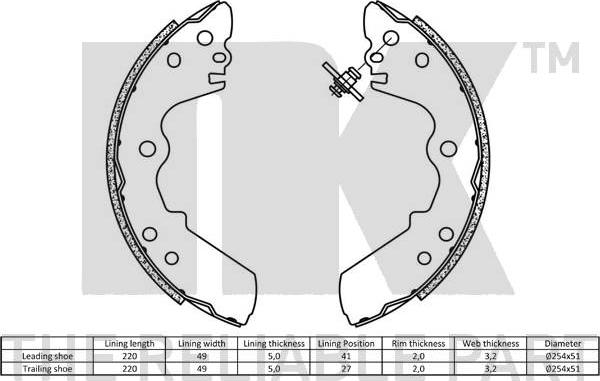 NK 2714528 - Комплект тормозных колодок, барабанные parts5.com