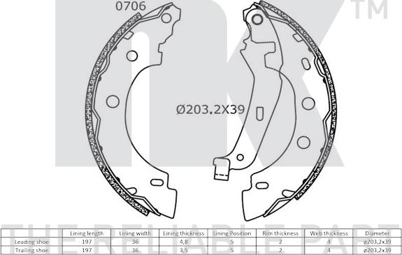 NK 2739635 - Комплект тормозных колодок, барабанные parts5.com