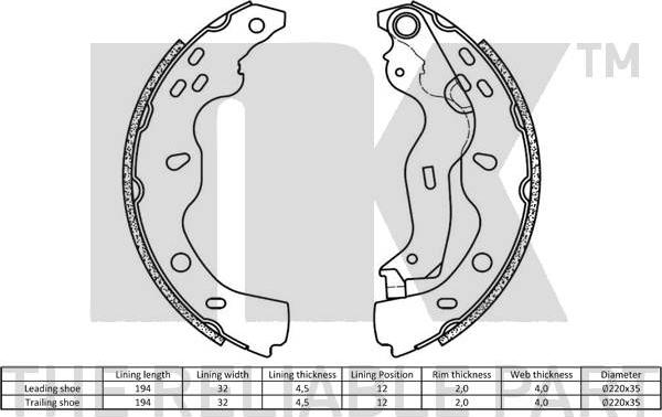 NK 2723759 - Комплект тормозных колодок, барабанные parts5.com