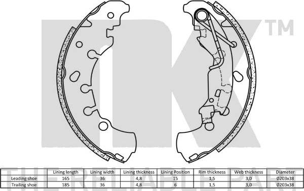 NK 2723730 - Комплект тормозных колодок, барабанные parts5.com