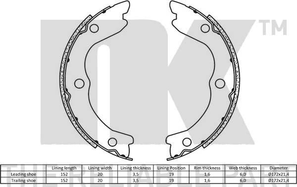 NK 2722719 - Комплект тормозов, ручник, парковка parts5.com