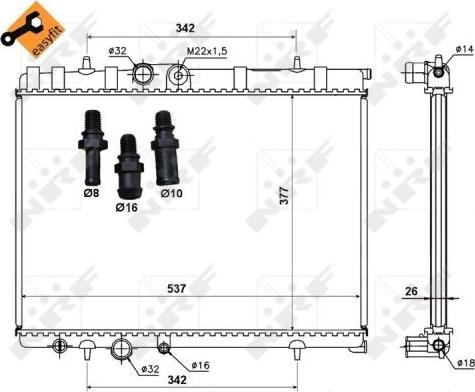 NRF 50440 - Радиатор, охлаждение двигателя parts5.com