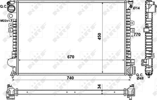 NRF 58993 - Радиатор, охлаждение двигателя parts5.com