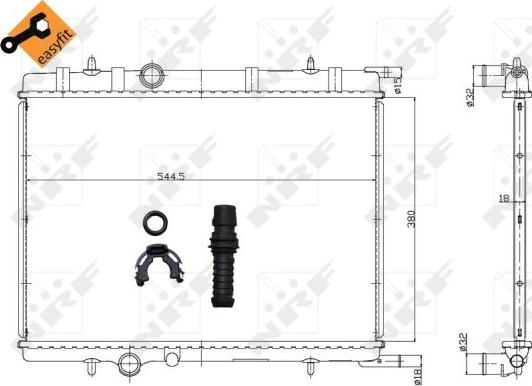 NRF 58304 - Радиатор, охлаждение двигателя parts5.com