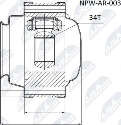 NTY NPW-AR-003 - Шарнирный комплект, ШРУС, приводной вал parts5.com