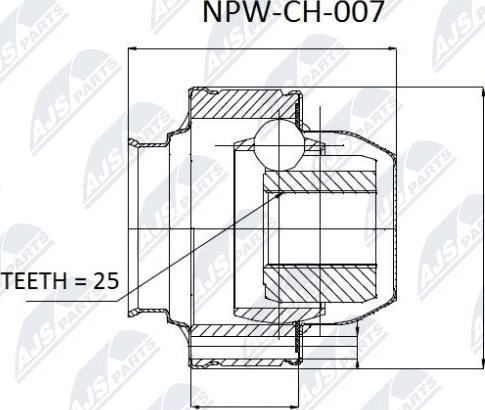 NTY NPW-CH-007 - Шарнирный комплект, ШРУС, приводной вал parts5.com