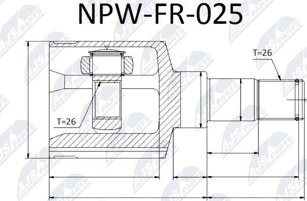 NTY NPW-FR-025 - Шарнирный комплект, ШРУС, приводной вал parts5.com