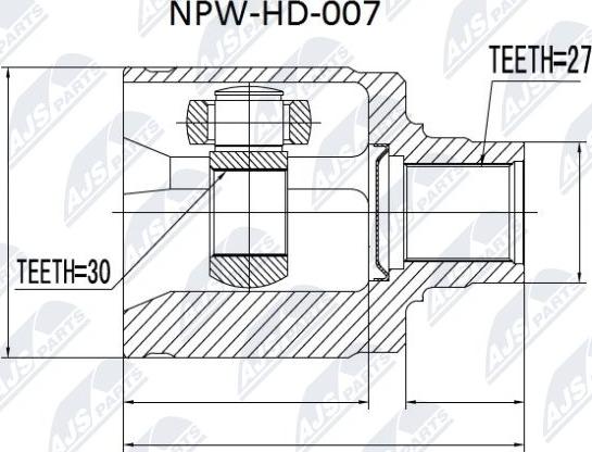 NTY NPW-HD-007 - Шарнирный комплект, ШРУС, приводной вал parts5.com