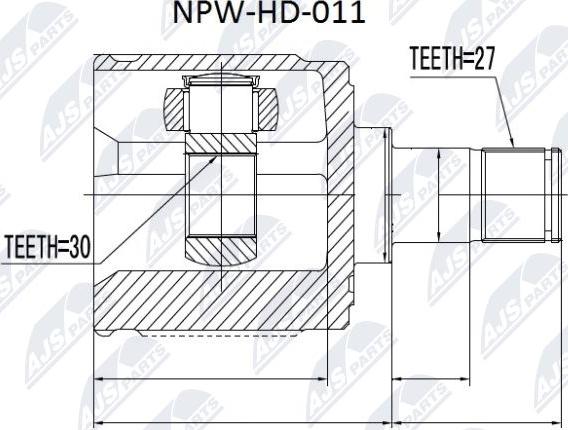 NTY NPW-HD-011 - Шарнирный комплект, ШРУС, приводной вал parts5.com