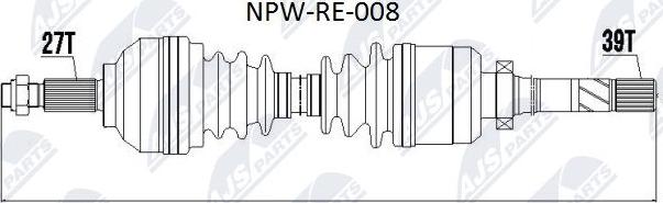 NTY NPW-RE-008 - Приводной вал parts5.com