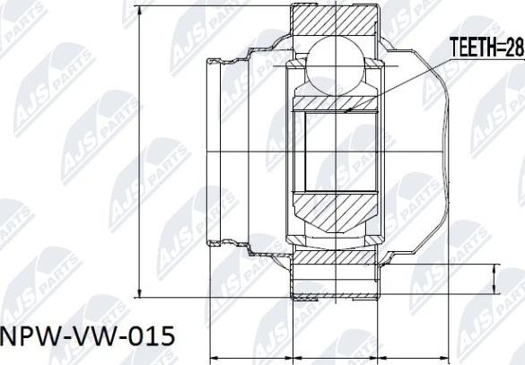 NTY NPW-VW-015 - Шарнирный комплект, ШРУС, приводной вал parts5.com