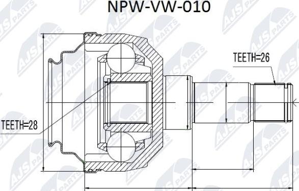 NTY NPW-VW-010 - Шарнирный комплект, ШРУС, приводной вал parts5.com