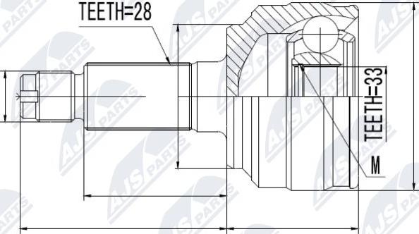 NTY NPZ-MZ-058 - Шарнирный комплект, ШРУС, приводной вал parts5.com