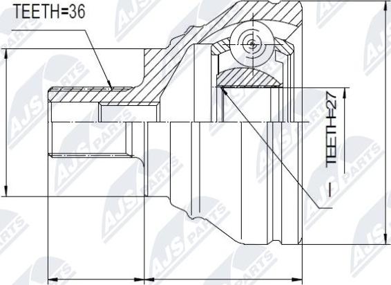 NTY NPZ-SK-009 - Шарнирный комплект, ШРУС, приводной вал parts5.com